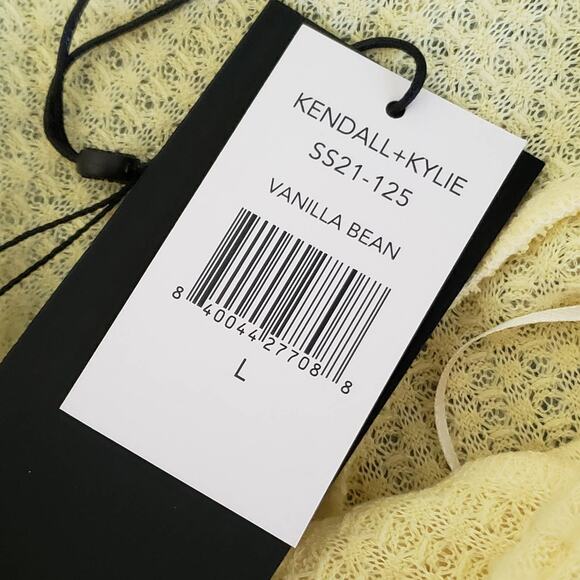 NWT Kendall + Kylie Yellow Waffle Knit  Top Large - Picture 11 of 13